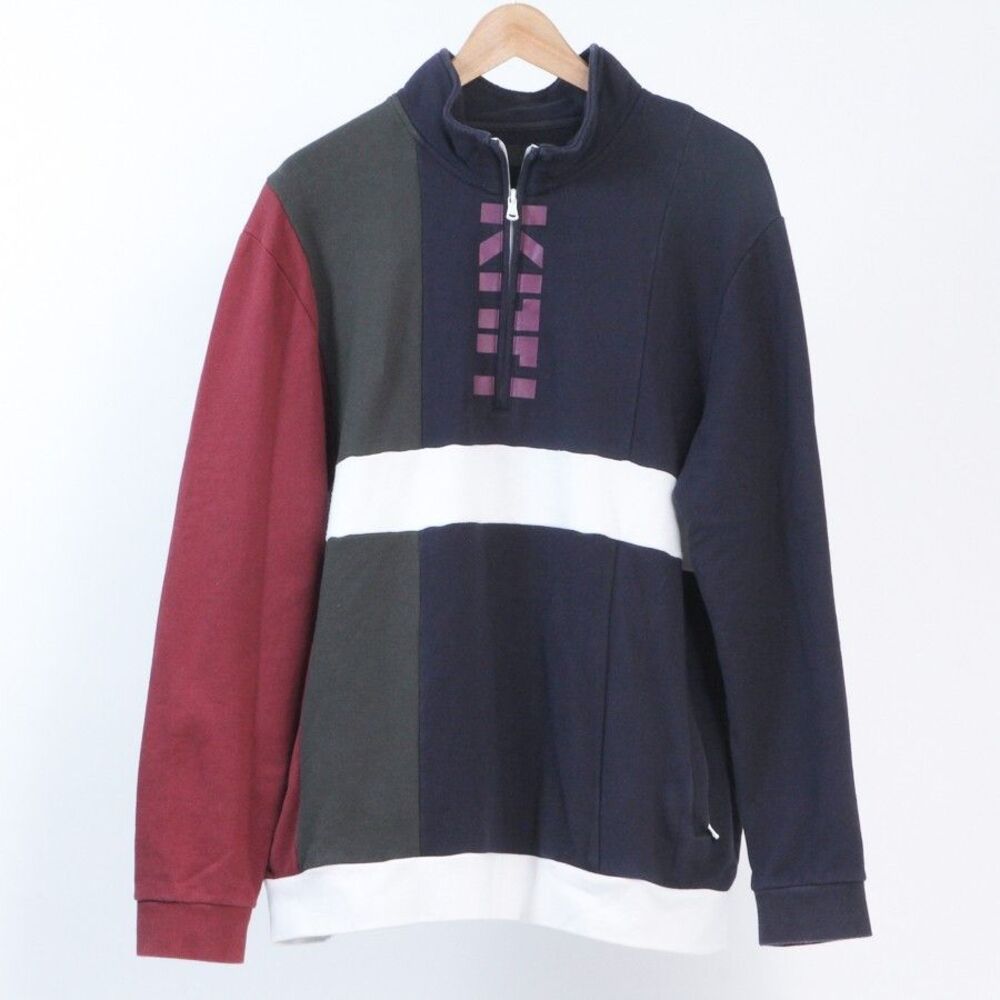 Kith Camby Vertical Multi Color Block 1/4 Zip Mens Track Jacket, XL